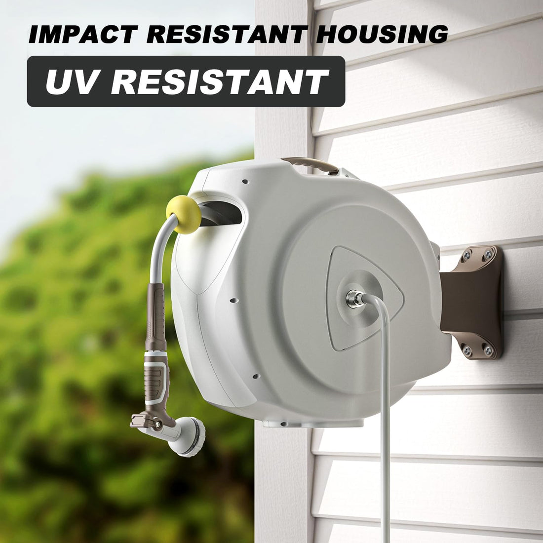 Retractable Garden Hose Reel, 5/8 in 65+6 ft