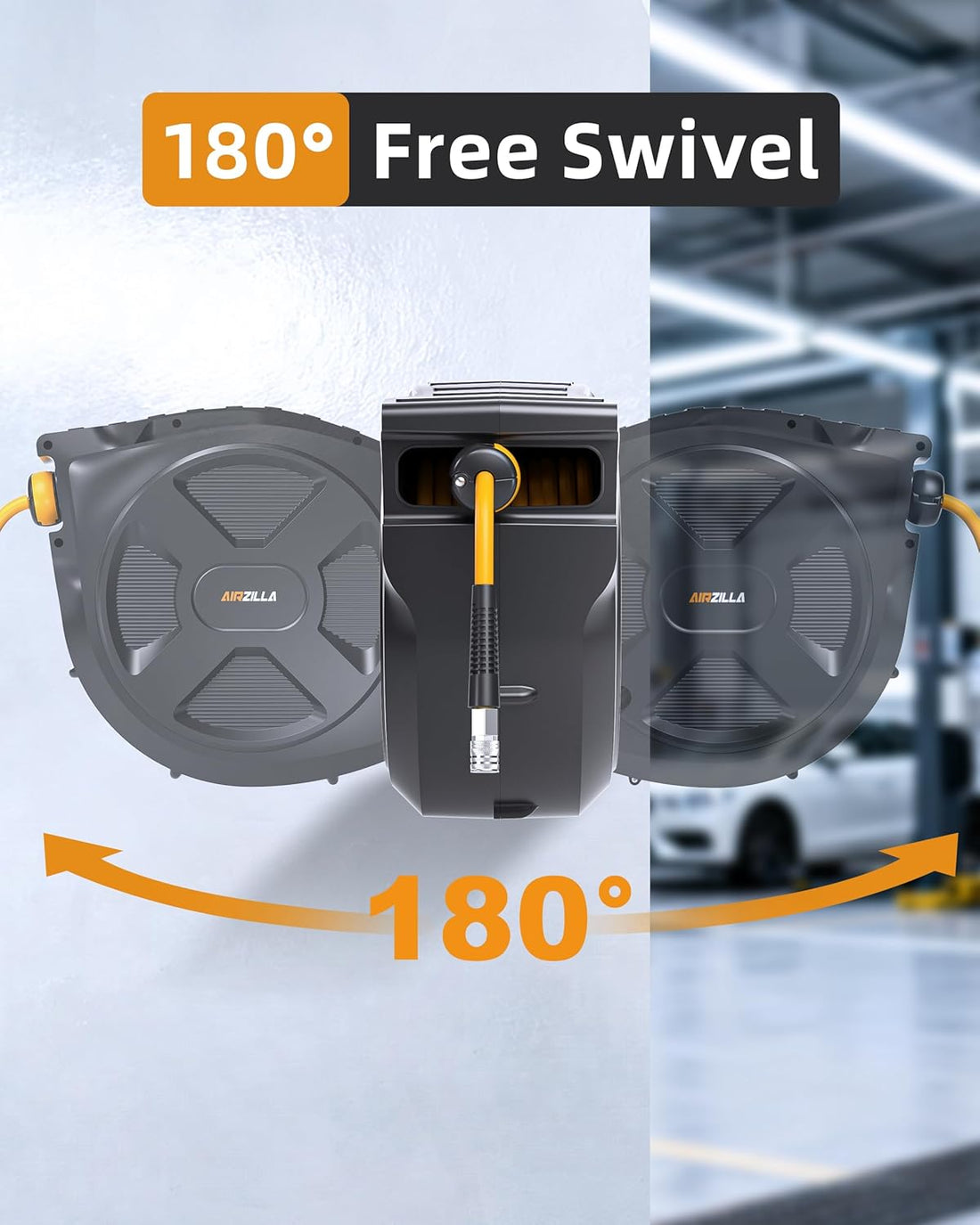 Retractable Air Hose Reel, 3/8" x 65Ft Flex Hybrid Air Hose