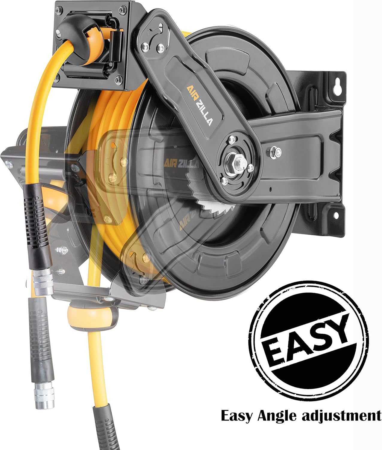 Premium Steel Retractable Air Hose Reel With Dual Arm, Hybrid Polymer Hose