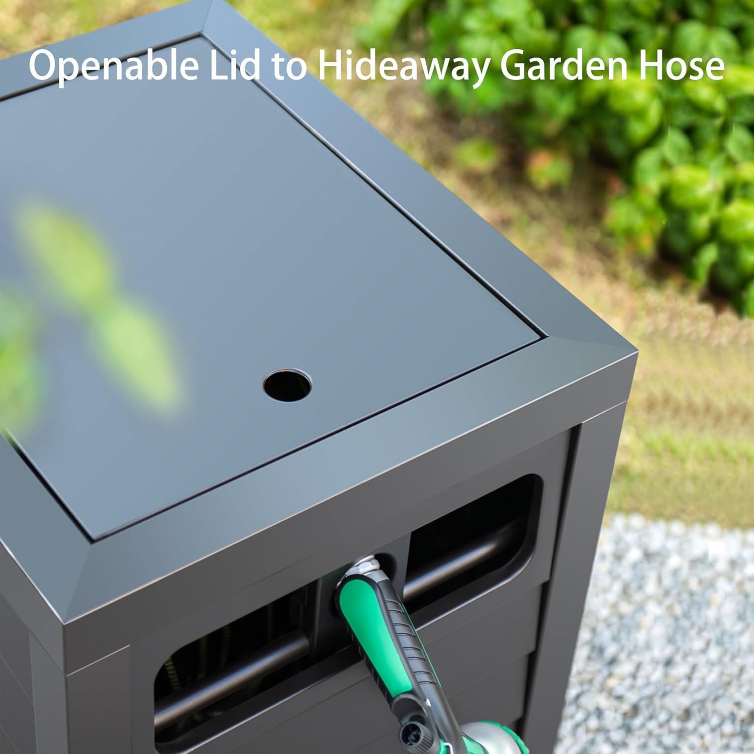 Metal Garden Hose Reel Deck box, 150ft 5/8" Garden Hose Capacity