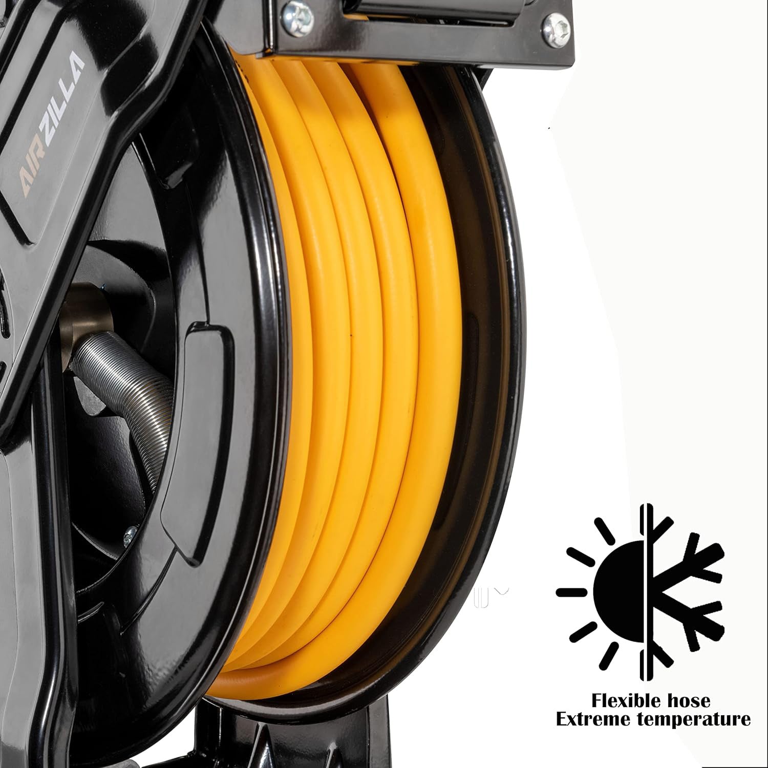 Premium Steel Retractable Air Hose Reel With Dual Arm, Hybrid Polymer Hose